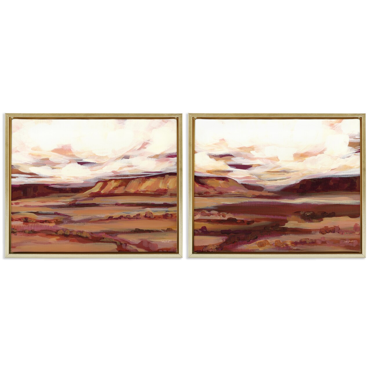 Stupell Industries Mauve Mesa Abstract Landscape 2 pc Framed Floater Canvas Wall Art Set Design by Haley Knighten
